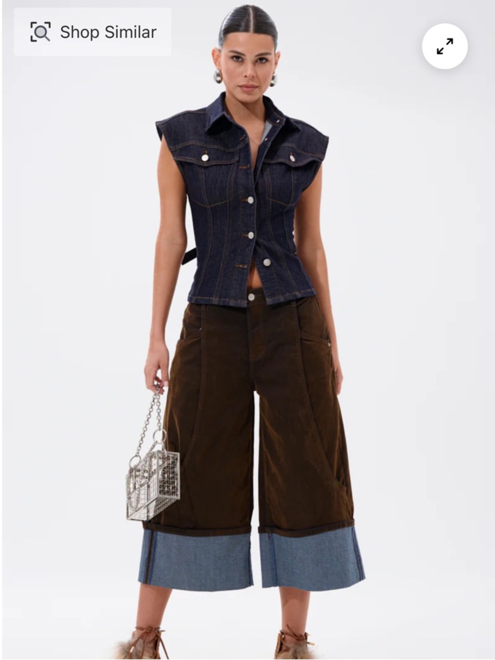 NWT AKIRA Dark Indigo Denim Button Down Top Women’s Size S